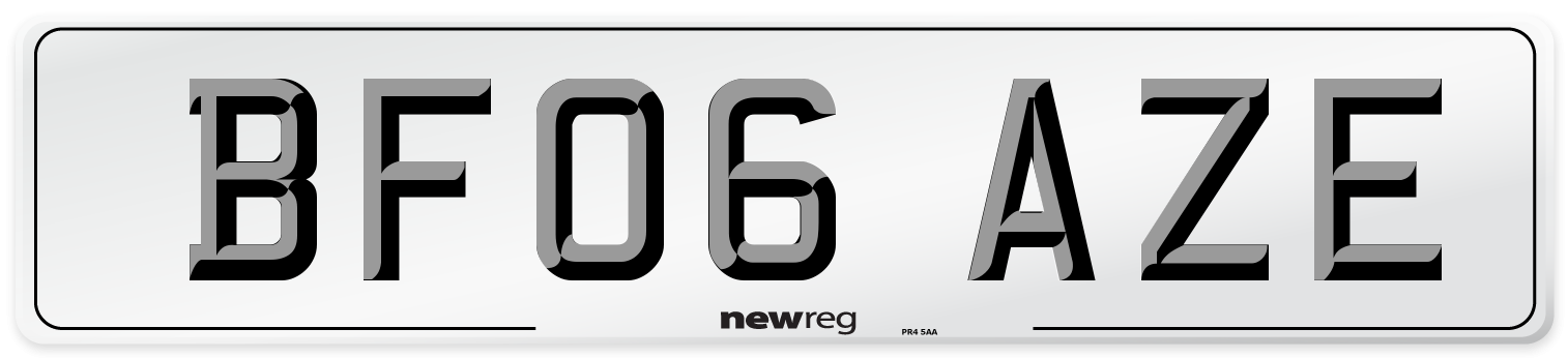 BF06 AZE Number Plate from New Reg